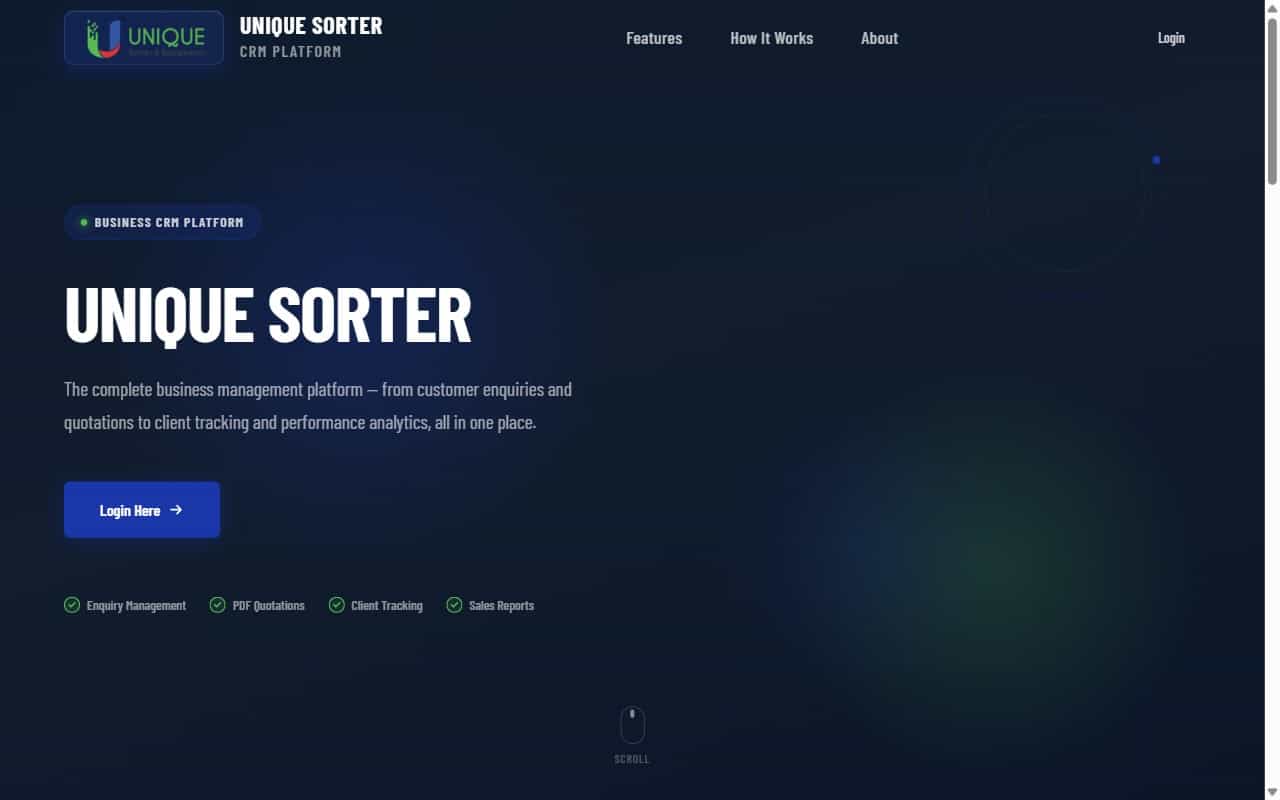 Unique Sorter CRM — screenshot
